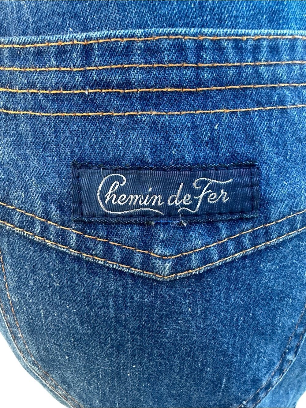 Vintage 1970s Chemin de Fer jeans straight leg denim Jean with orange stitching